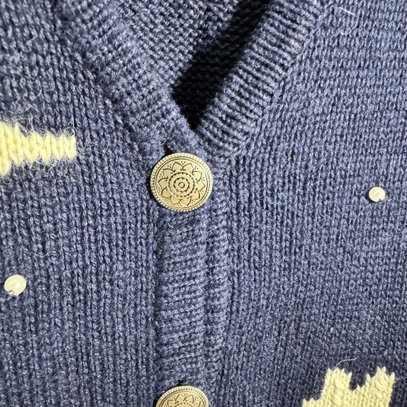 VINTAGE 90s Bobbie Brooks Schnauzer Cardigan L Cottagecore Knit Sweater Vest - Picture 7 of 9